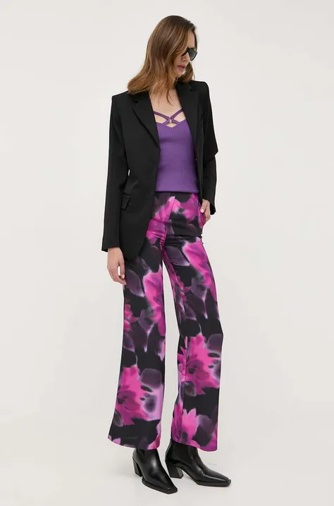 Nohavice Morgan dámske, fialová farba, široké, vysoký pás