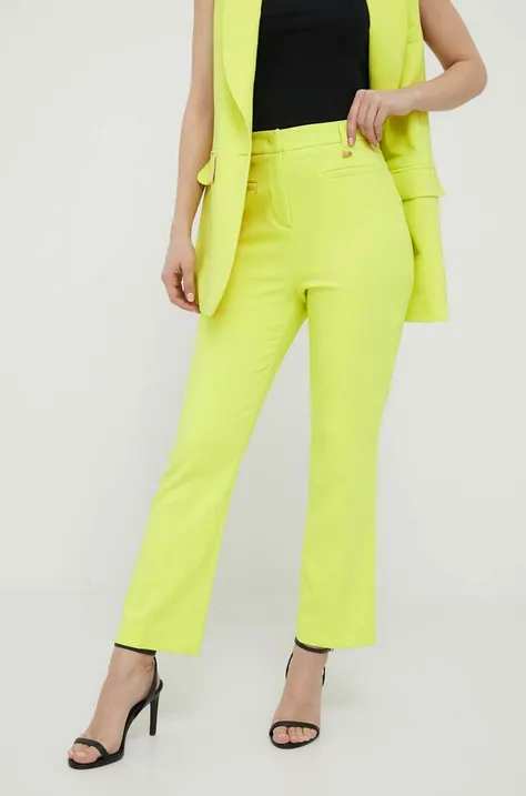 Artigli spodnie damskie kolor zielony proste high waist