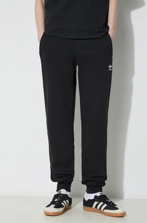 Хлопковые спортивные штаны adidas Originals цвет чёрный однотонные