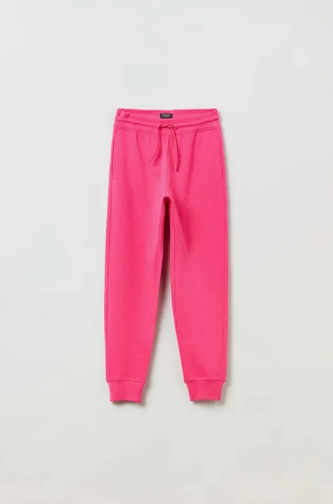 Παιδικό βαμβακερό παντελόνι OVS χρώμα: ροζ