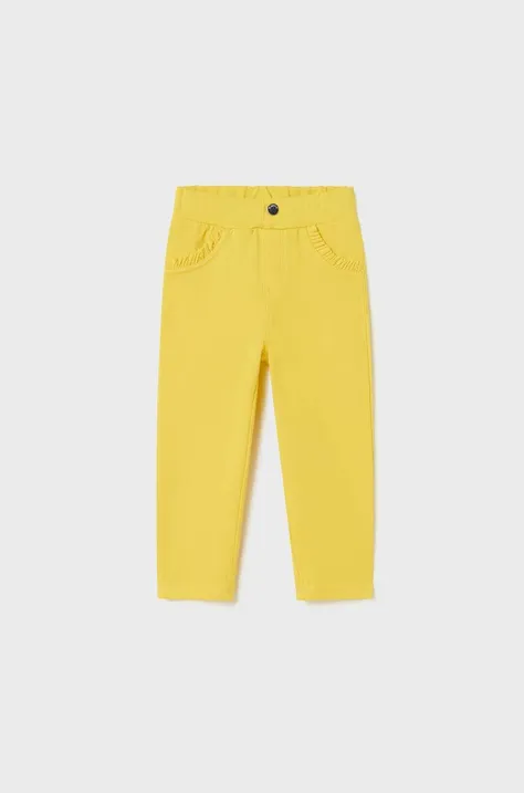 Kojenecké kalhoty Mayoral žlutá barva, hladké