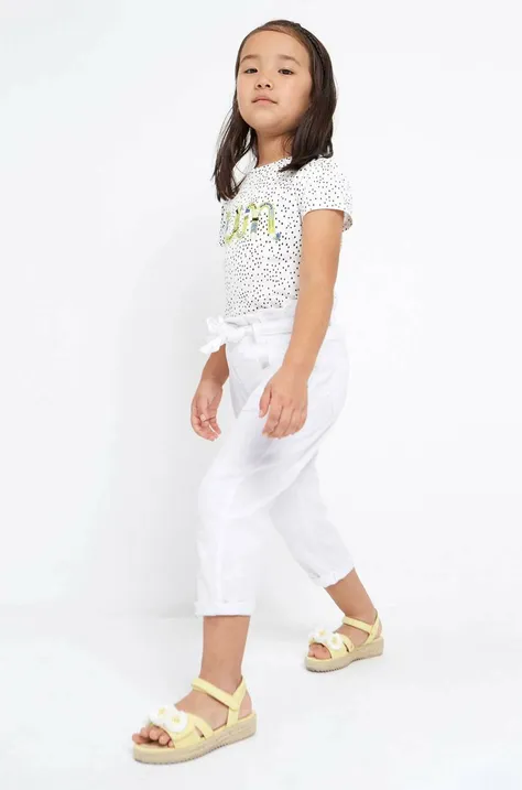 Detské nohavice Mayoral biela farba, jednofarebné