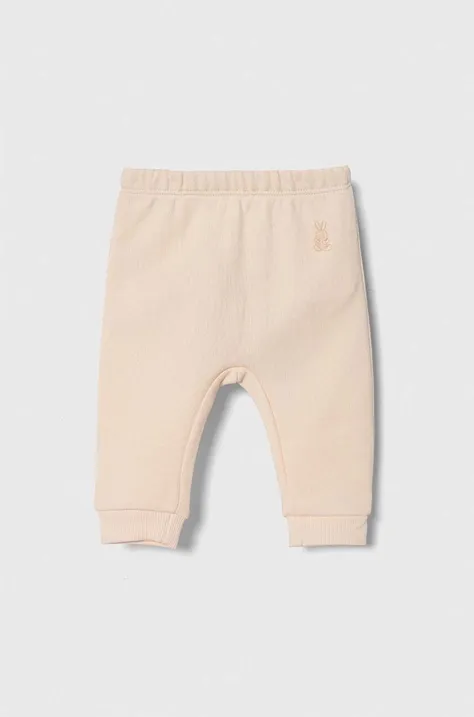 Хлопковые штаны для младенцев United Colors of Benetton цвет розовый однотонные