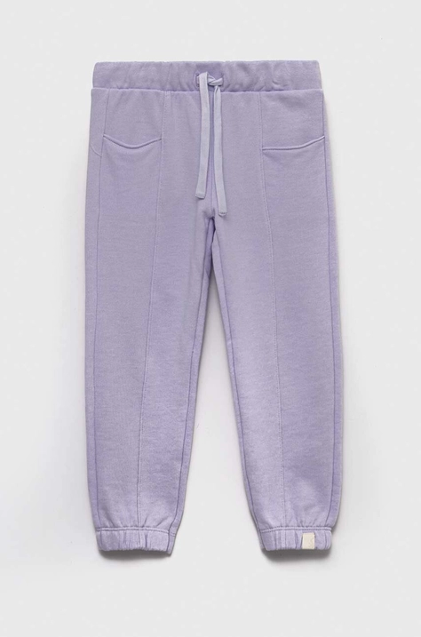 United Colors of Benetton pantaloni de trening culoarea violet, neted