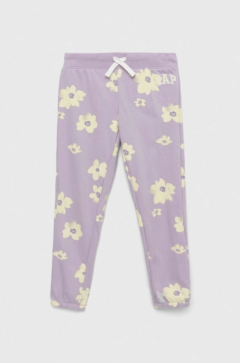 GAP pantaloni de trening pentru copii culoarea violet, cu imprimeu