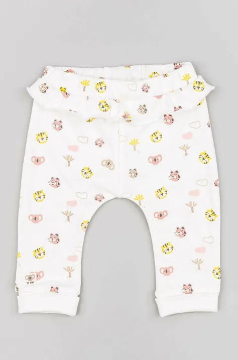 zippy spodnie dresowe niemowlęce kolor biały gładkie