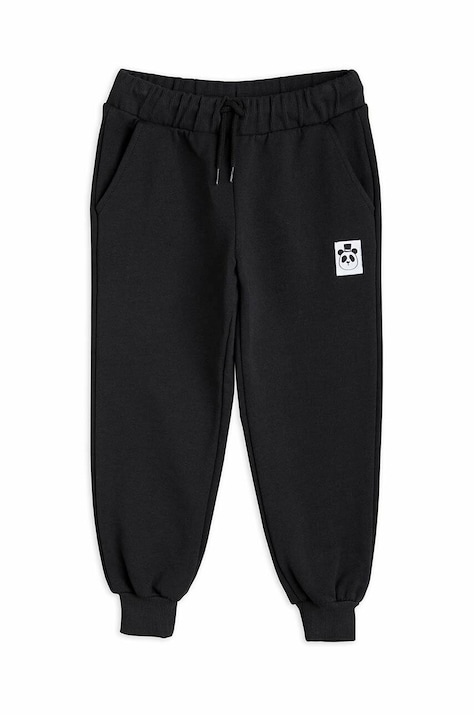 Mini Rodini pantaloni de trening din bumbac pentru copii culoarea negru, neted