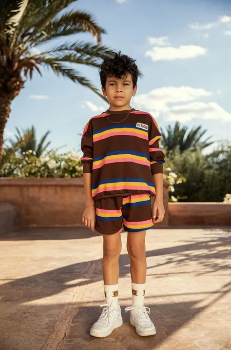 Otroške bombažne kratke hlače Mini Rodini rjava barva
