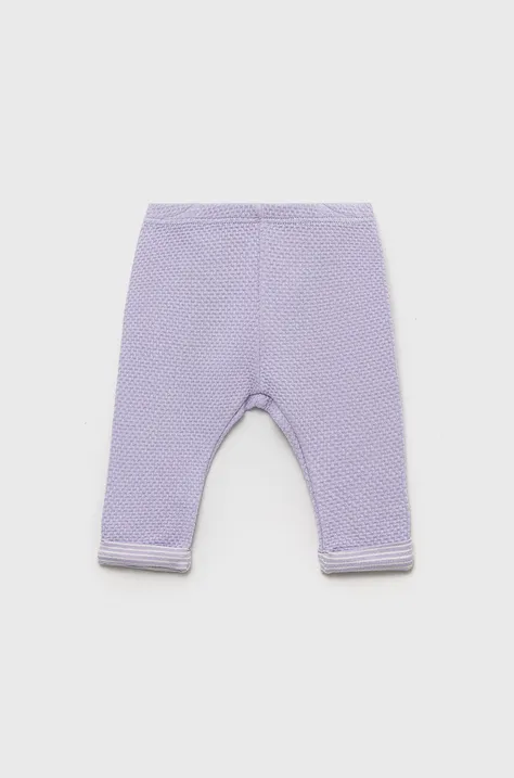 United Colors of Benetton pantaloni de trening pentru bebeluși culoarea violet, neted