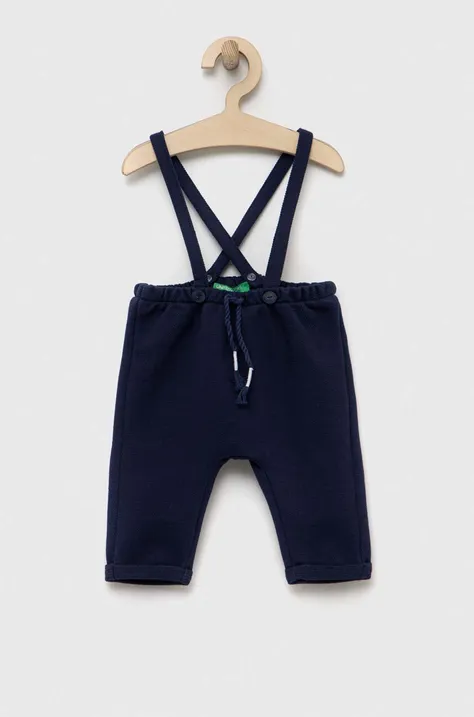 Бебешки панталон United Colors of Benetton в тъмносиньо с изчистен дизайн