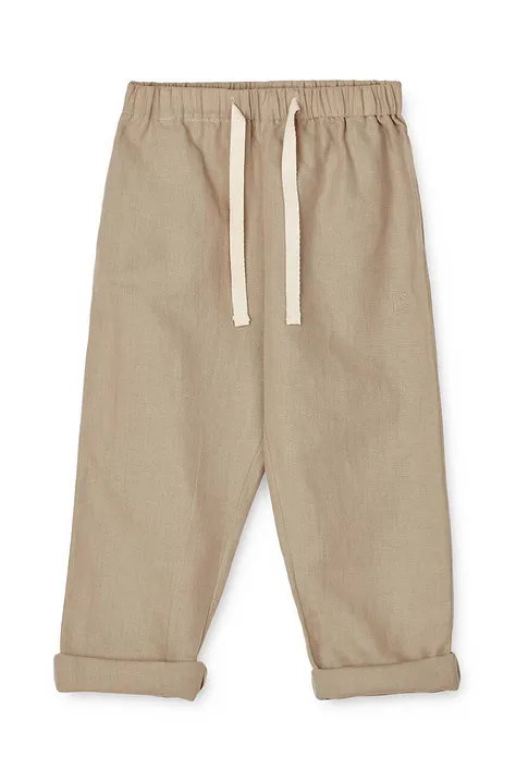 Liewood spodnie dziecięce kolor beżowy gładkie