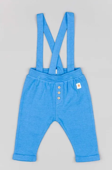 zippy spodnie bawełniane dziecięce kolor niebieski gładkie