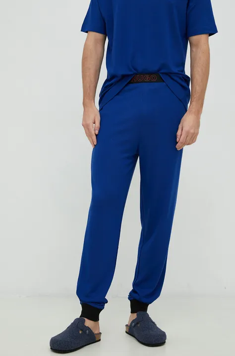 HUGO spodnie lounge męskie kolor niebieski gładkie