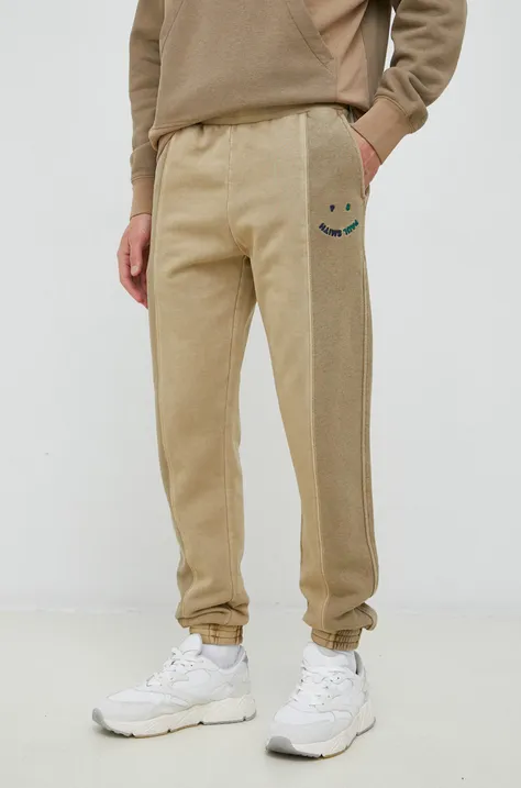 PS Paul Smith spodnie dresowe bawełniane męskie kolor beżowy wzorzyste