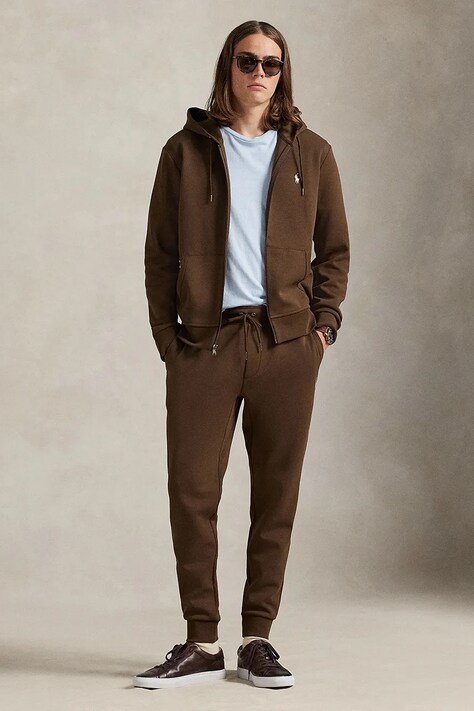 Polo Ralph Lauren spodnie dresowe kolor brązowy gładkie 710881518