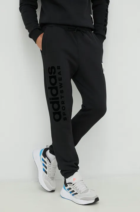 adidas pantaloni de trening culoarea negru, cu imprimeu