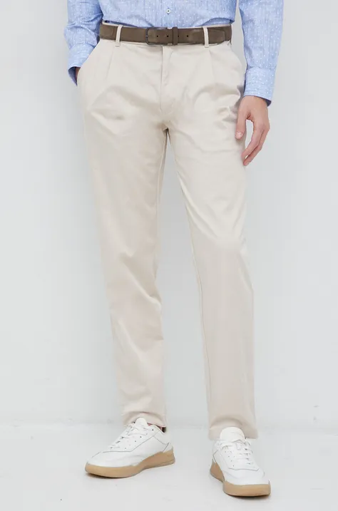 Calvin Klein spodnie męskie kolor beżowy proste