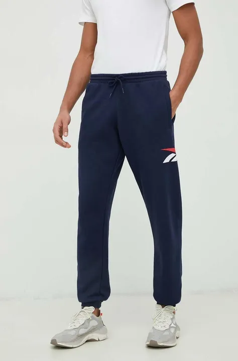 Reebok Classic pantaloni de trening culoarea albastru marin, cu imprimeu