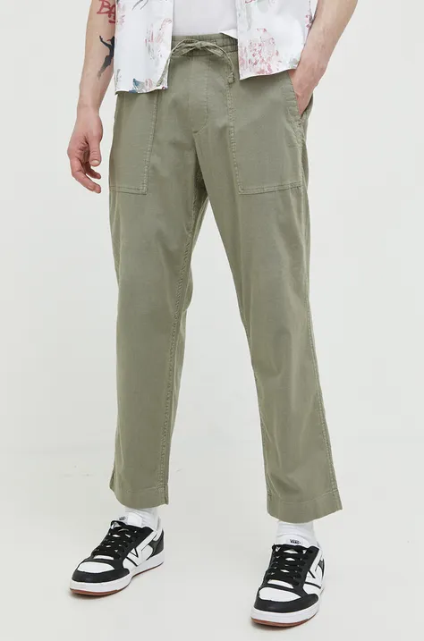 Abercrombie & Fitch pantaloni din amestec de in culoarea verde, drept