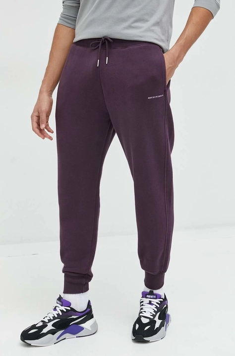 Abercrombie & Fitch pantaloni de trening barbati, culoarea violet, neted