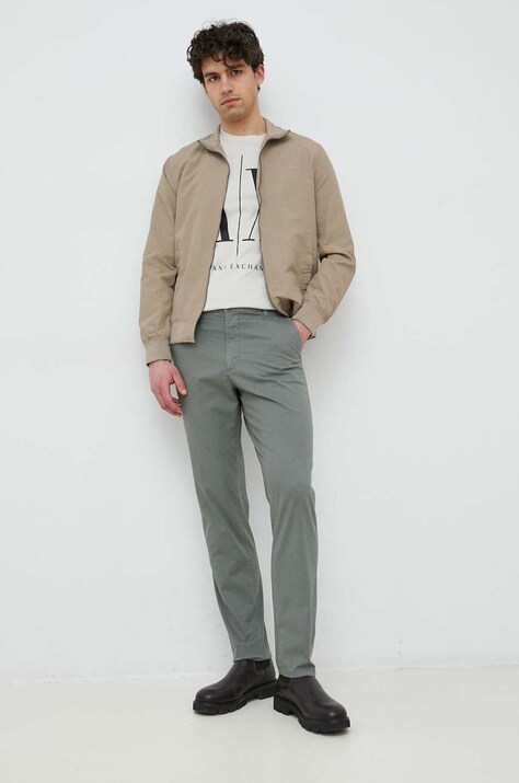 Pepe Jeans pantaloni Harrow Poplin barbati, culoarea verde, cu fason chinos