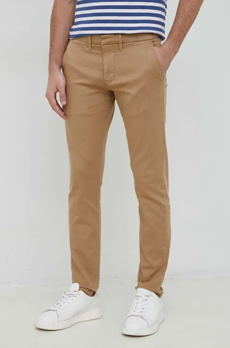 Pepe Jeans spodnie James męskie kolor brązowy dopasowane