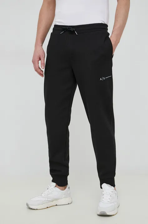 Armani Exchange spodnie dresowe męskie kolor czarny gładkie