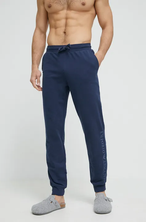 Bavlnené nohavice Emporio Armani Underwear tmavomodrá farba, s potlačou