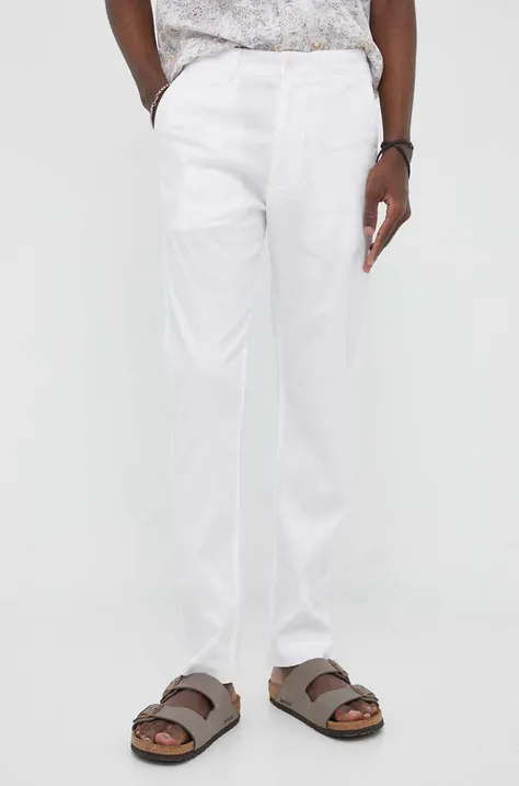 Lanene hlače Drykorn Krew_2 boja: bijela, ravni kroj