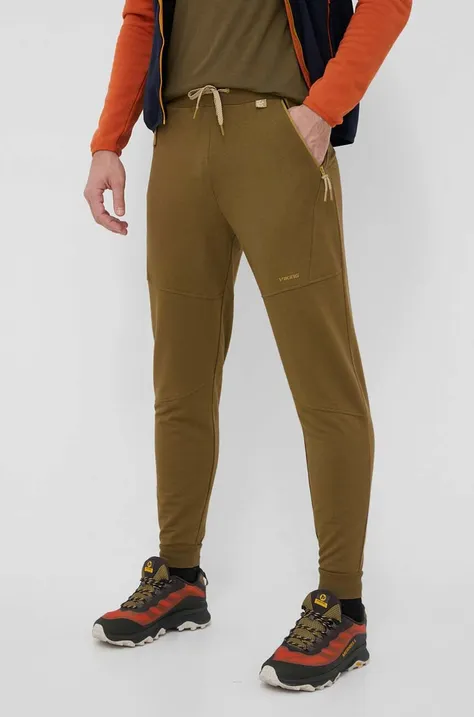 Viking pantaloni sport Hazen barbati, culoarea verde, neted