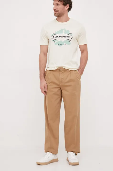 Хлопковые брюки Tommy Hilfiger x Shawn Mendes цвет коричневый прямое