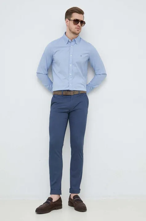 Tommy Hilfiger spodnie męskie kolor niebieski proste