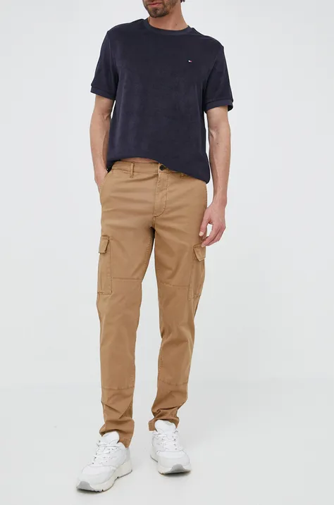 Tommy Hilfiger spodnie męskie kolor brązowy w fasonie cargo