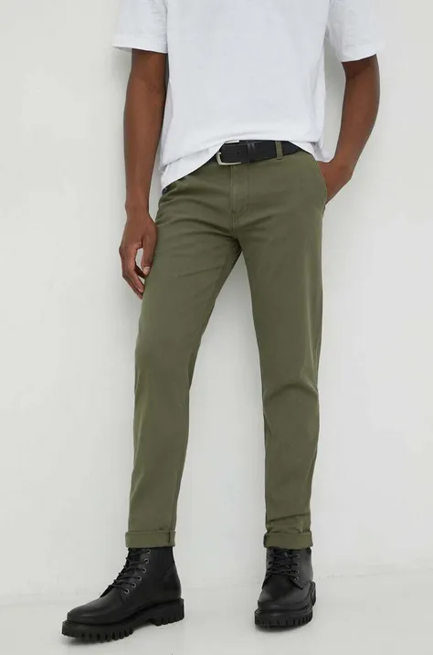 Levi's pantaloni barbati, culoarea verde, cu fason chinos