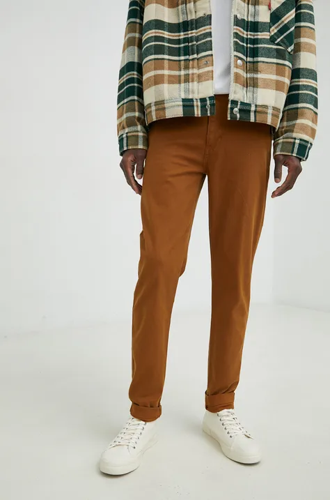 Levi's spodnie męskie kolor brązowy dopasowane