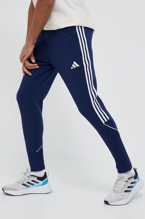 Tepláky adidas Performance tmavomodrá barva, vzorované