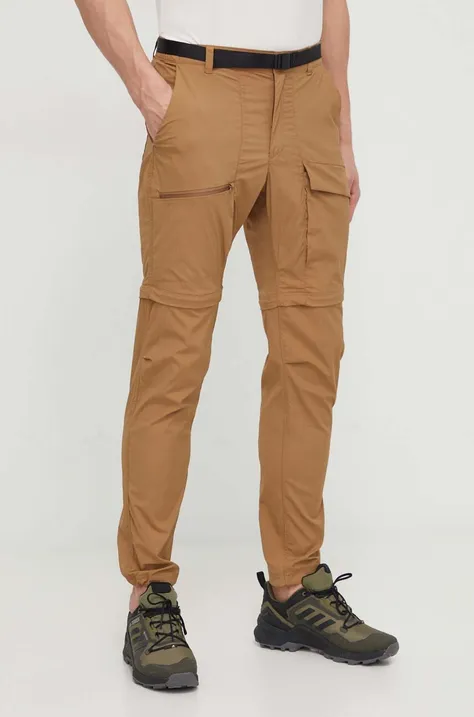 Outdoorové kalhoty Columbia Maxtrail hnědá barva, 1990521