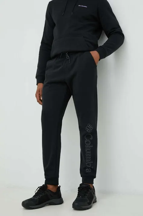 Columbia spodnie dresowe męskie kolor czarny z nadrukiem