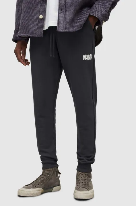 AllSaints spodnie dresowe bawełniane REFRACT SWEATPANT męskie kolor czarny z nadrukiem MG339X