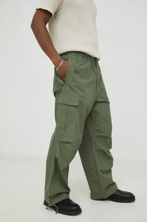 Samsoe Samsoe spodnie bawełniane kolor zielony proste