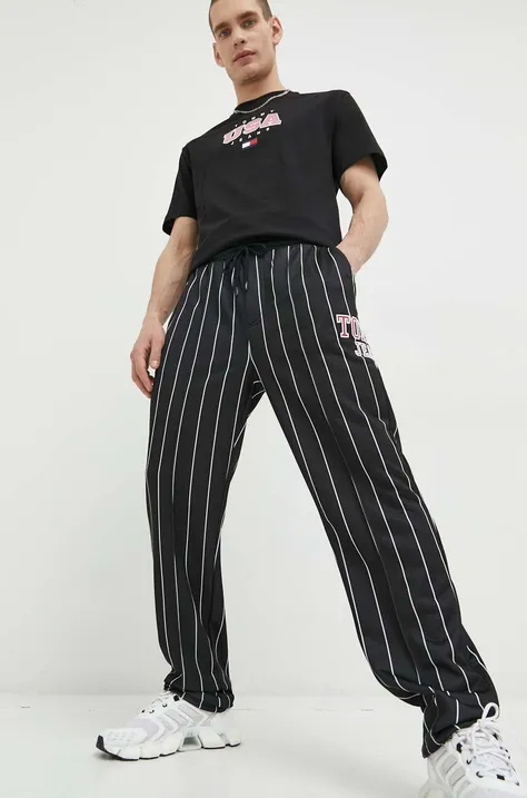 Tommy Jeans spodnie dresowe kolor czarny wzorzyste
