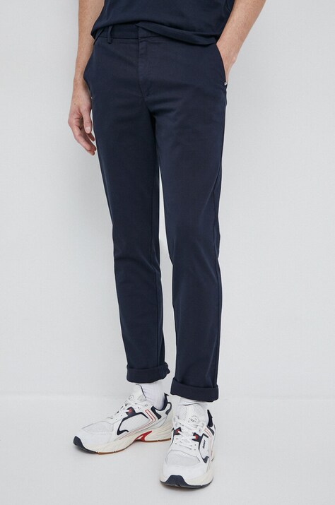 BOSS pantaloni bărbați, culoarea bleumarin, mulată 50487966