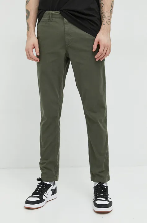 Superdry spodnie męskie kolor zielony dopasowane