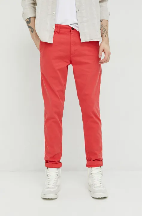 Superdry spodnie męskie kolor różowy dopasowane