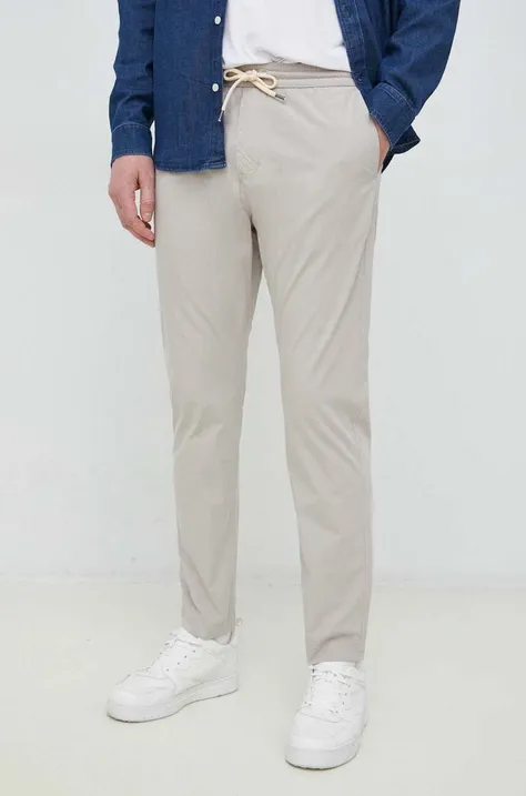 Хлопковые брюки PS Paul Smith цвет серый прямое