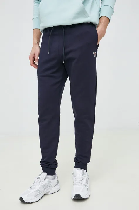 PS Paul Smith pantaloni de trening din bumbac culoarea albastru marin, neted