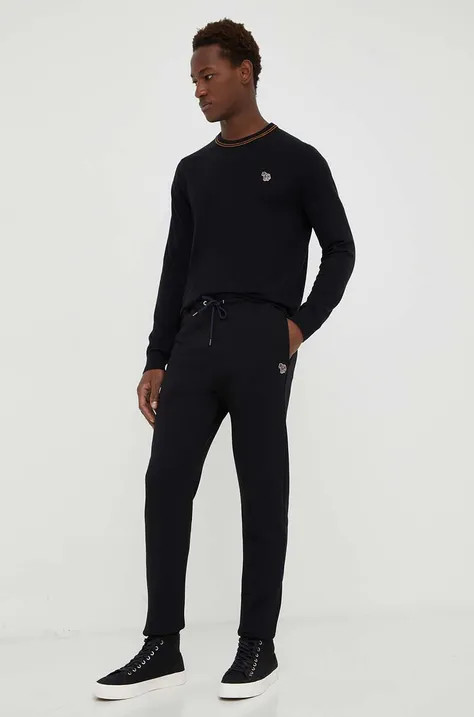 PS Paul Smith spodnie dresowe bawełniane kolor czarny gładkie