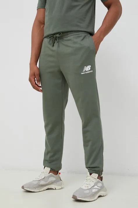 New Balance spodnie dresowe kolor zielony z nadrukiem