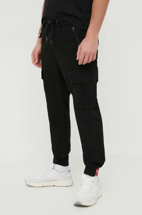 Bavlněné kalhoty Alpha Industries Ripstop Jogger černá barva, 116201.03