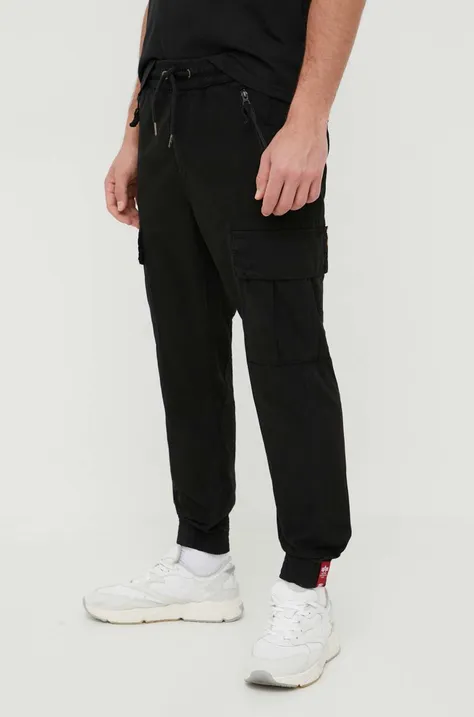 Хлопковые брюки Alpha Industries Ripstop Jogger цвет чёрный 116201.03